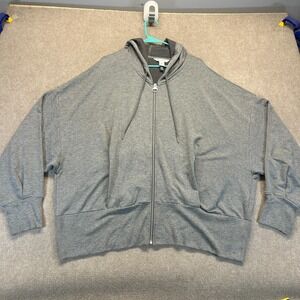 Athleta Balance Hooded Sweatshirt Women's 3X Gray Full Zip Oversize Hoodie SOFT